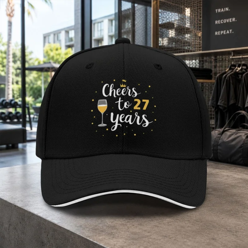 27th Birthday Cap Adjustable Duckbill Baseball Hat with Toast Pattern Lightweight Unisex Gift for Men Women