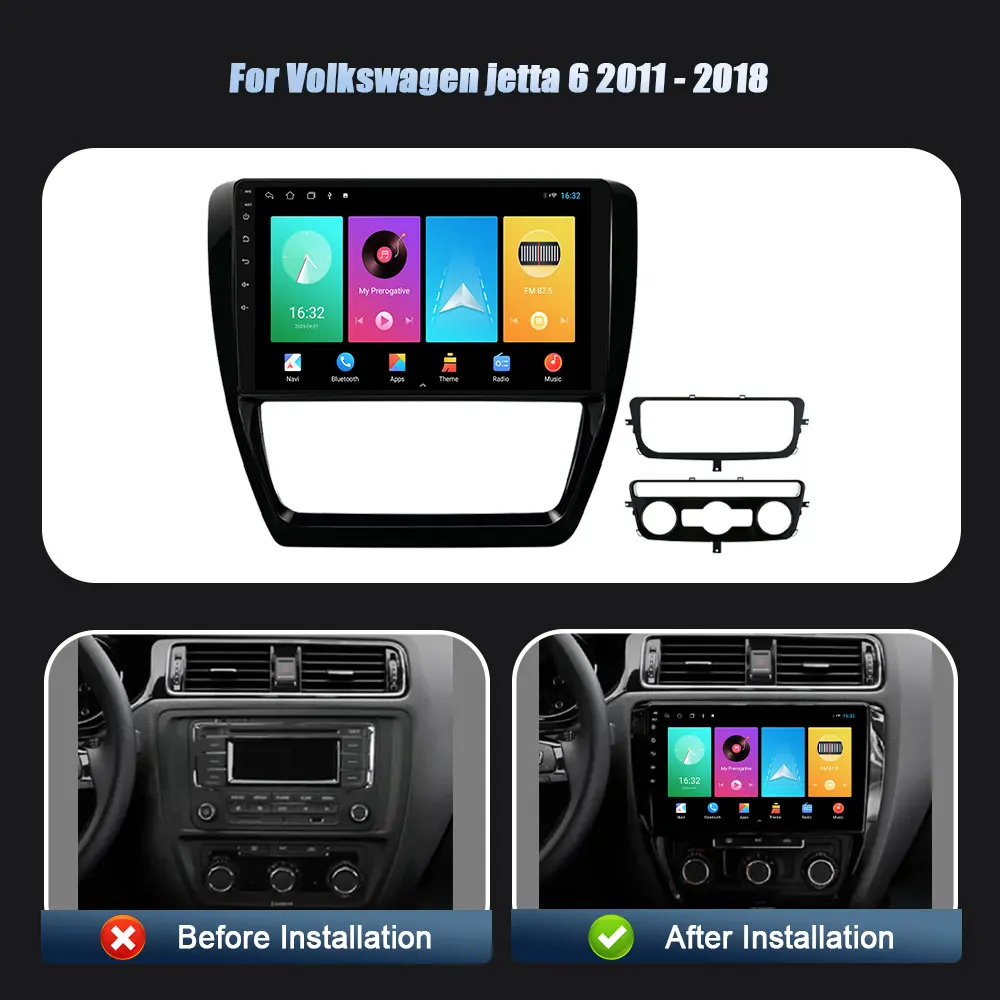 Android 14 For Volkswagen jetta 6 2011-2018 Head Unit WIFI Wireless Carplay Stereo Car Radio Multimedia Navigation Player 4G