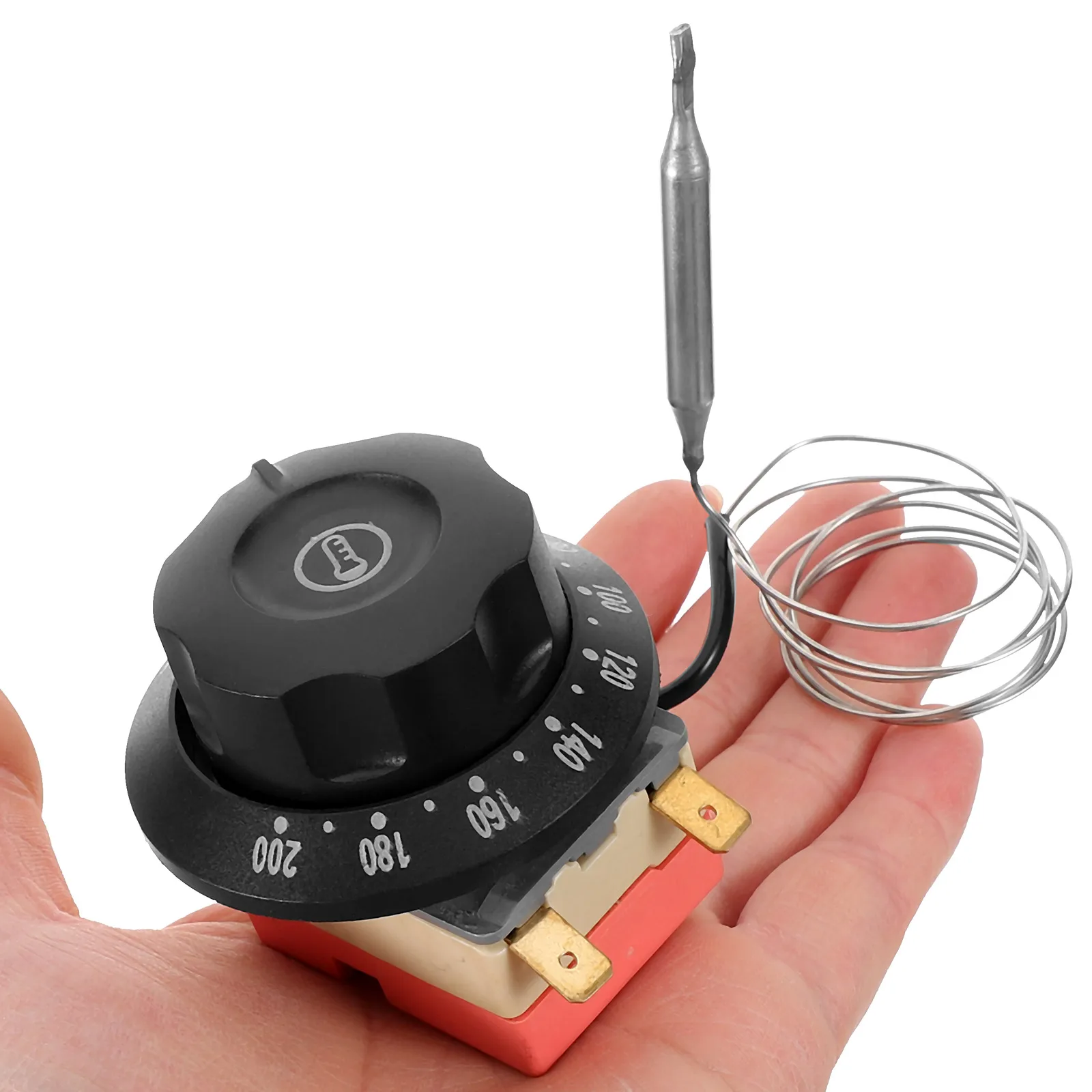 Pokrętło sterujące termostatem 60-200 ° Uniwersalny regulator temperatury do piekarnika elektrycznego i frytkownicy beztłuszczowej, 220V 16A