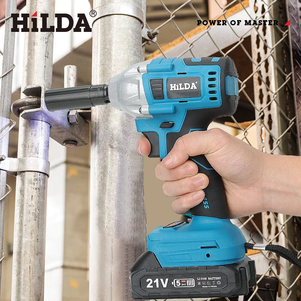 hilda-電動レンチ-21v-ブルーインパクト充電式ブラシレスレンチ-1-2-ソケットレンチ-コードレス電動工具-マキタバッテリー用