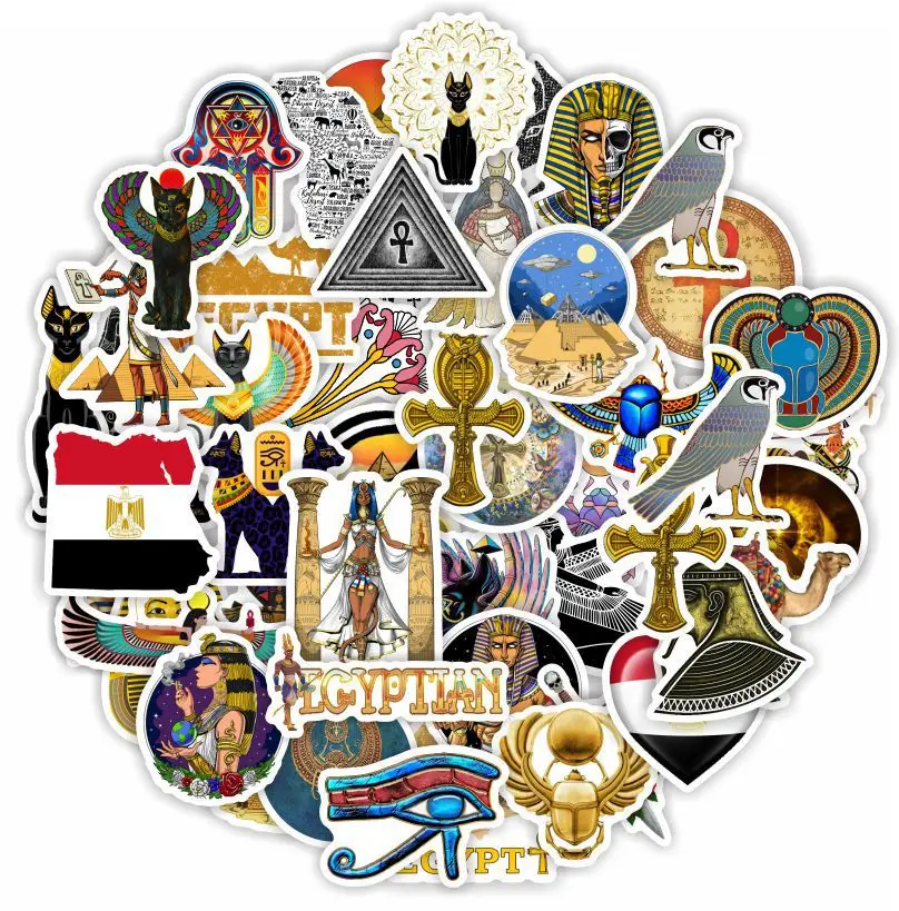 10/30/50pcs Pharaoh Mystical Egypt Stickers Laptop Bicycle Guitar Skateboard Sticker Kid DIY Graffiti Waterproof Stickers Toy