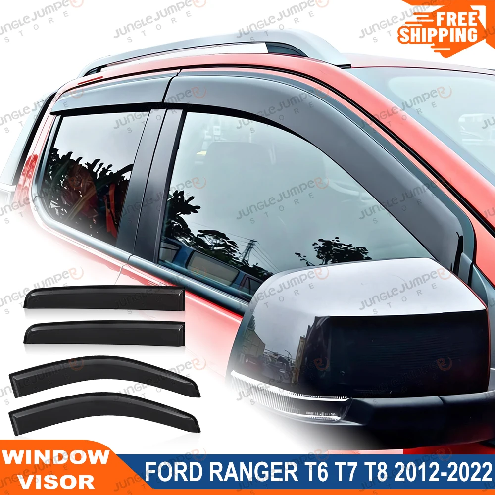 

Window Visor Sun Rain Guard Deflector For Ford Ranger 2012-2022 RANGER RAPTOR Wind Deflector‌ Car Exterior Accessories