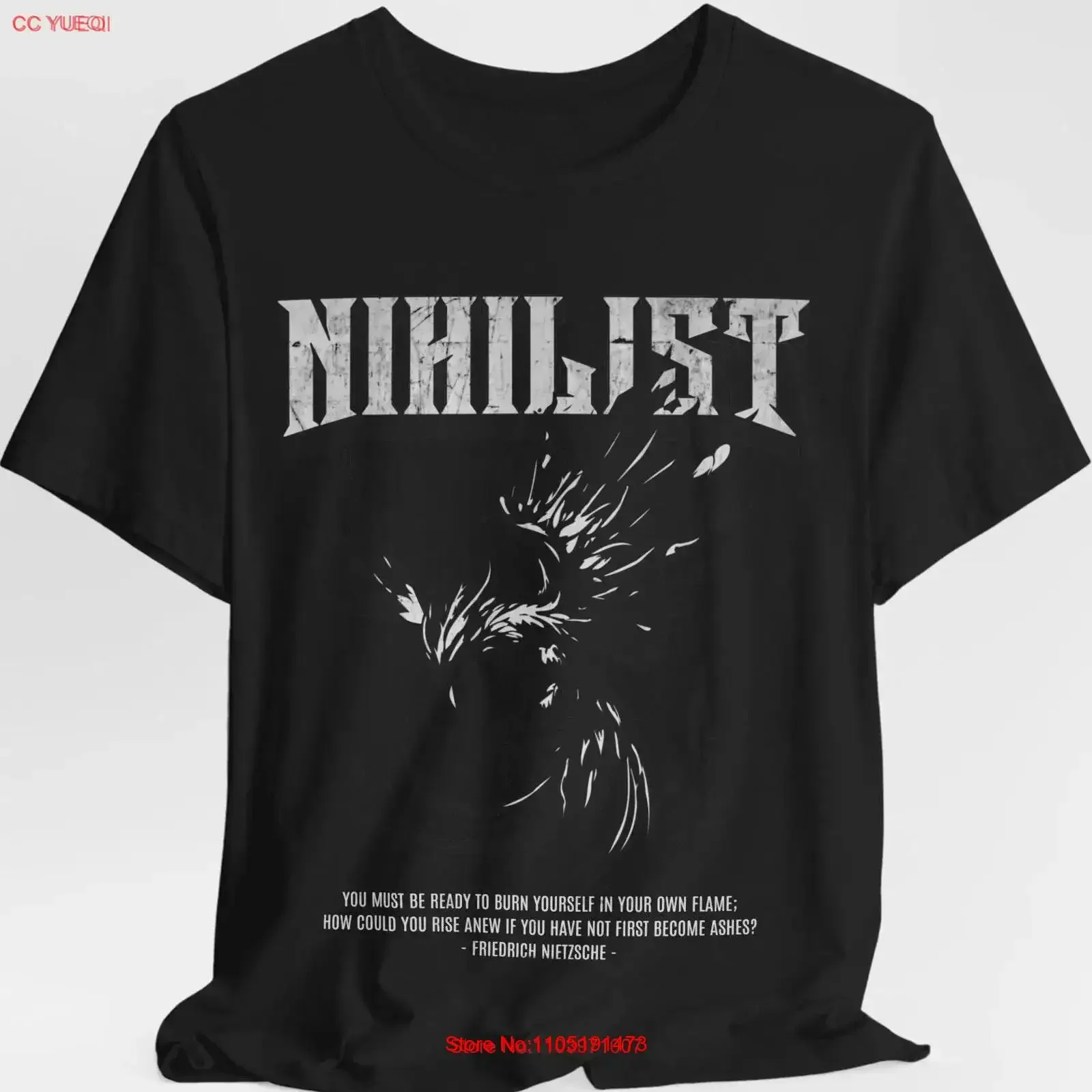 NihilisT t-shirt Nietzsche citation Phoenix Grunge existentisme philosophie littérature Goth 100 coton vintage lavé mode