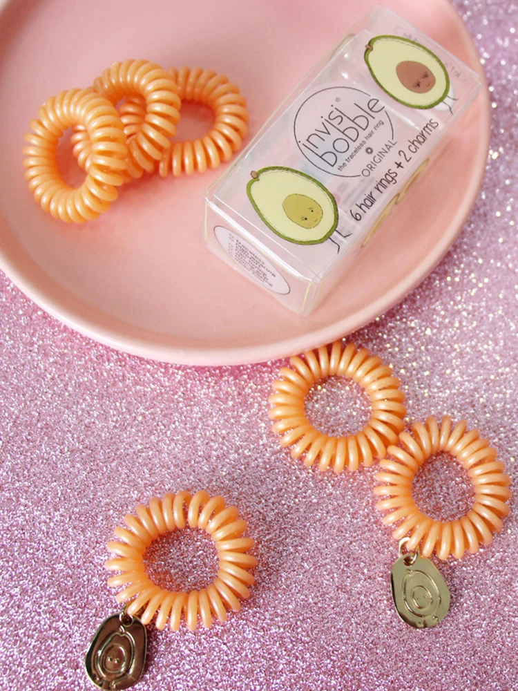 invisibobble-電話線-アボカド-フルーツ-ヘアゴム-跡が残らない-6-個-セット-オリジナルデザイン-ヘアアクセサリー-女の子と女性用
