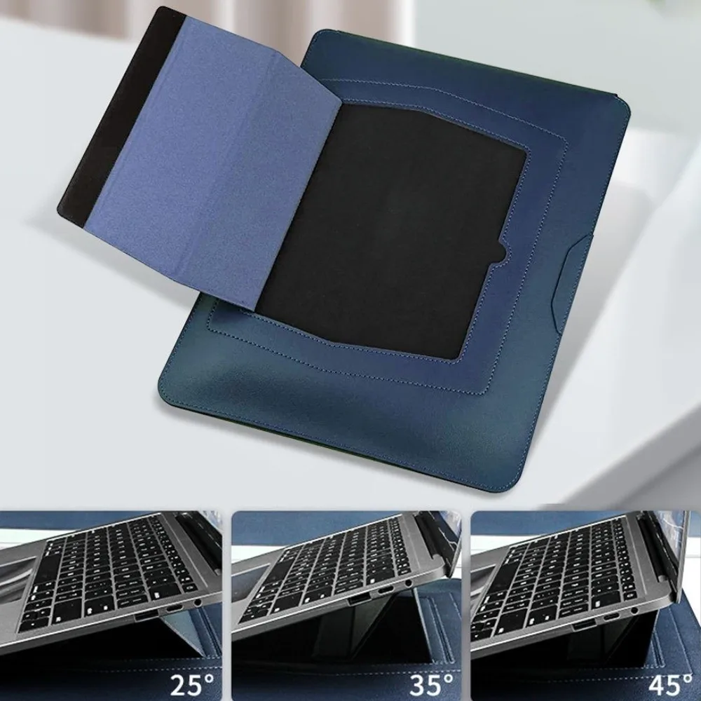 With Small Bag Laptop Sleeve Bag PU Leather Bracket Design Laptop Sleeve Case Adjustable Ultra-thin Laptop Bracket Inner Bag