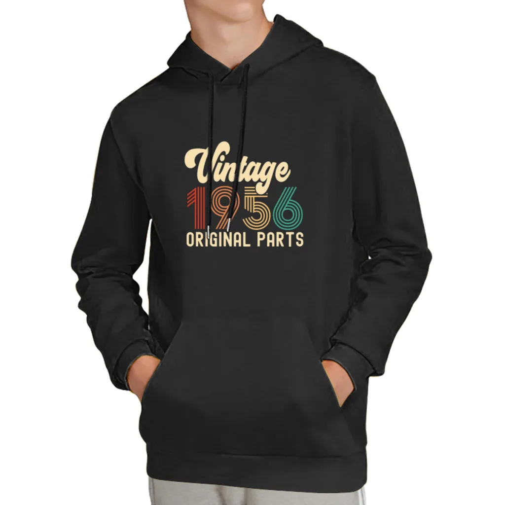 

Vintage 1956 Original Parts Born In Birthday Cotton Pullover Hoodie Men Women Unisex Hip Hop Style Sweatshirt