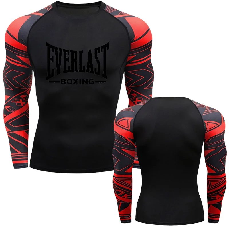 EVERLAST BOXING New Men's Running Compression T-Shirt Short Sleeve Gym Workout Shirts Jogging Sportswear Sweatshirts Printed view 3
