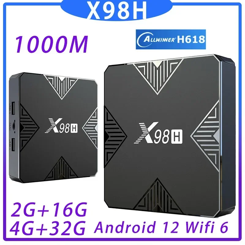 

X98H TV Box Smart Android 12 Allwinner H618 3D 4K BT5.0 Support HDR AV1 Wifi6 2.4G&5G 4GB 32GB 2GB 16GB Set Top Box Media Player