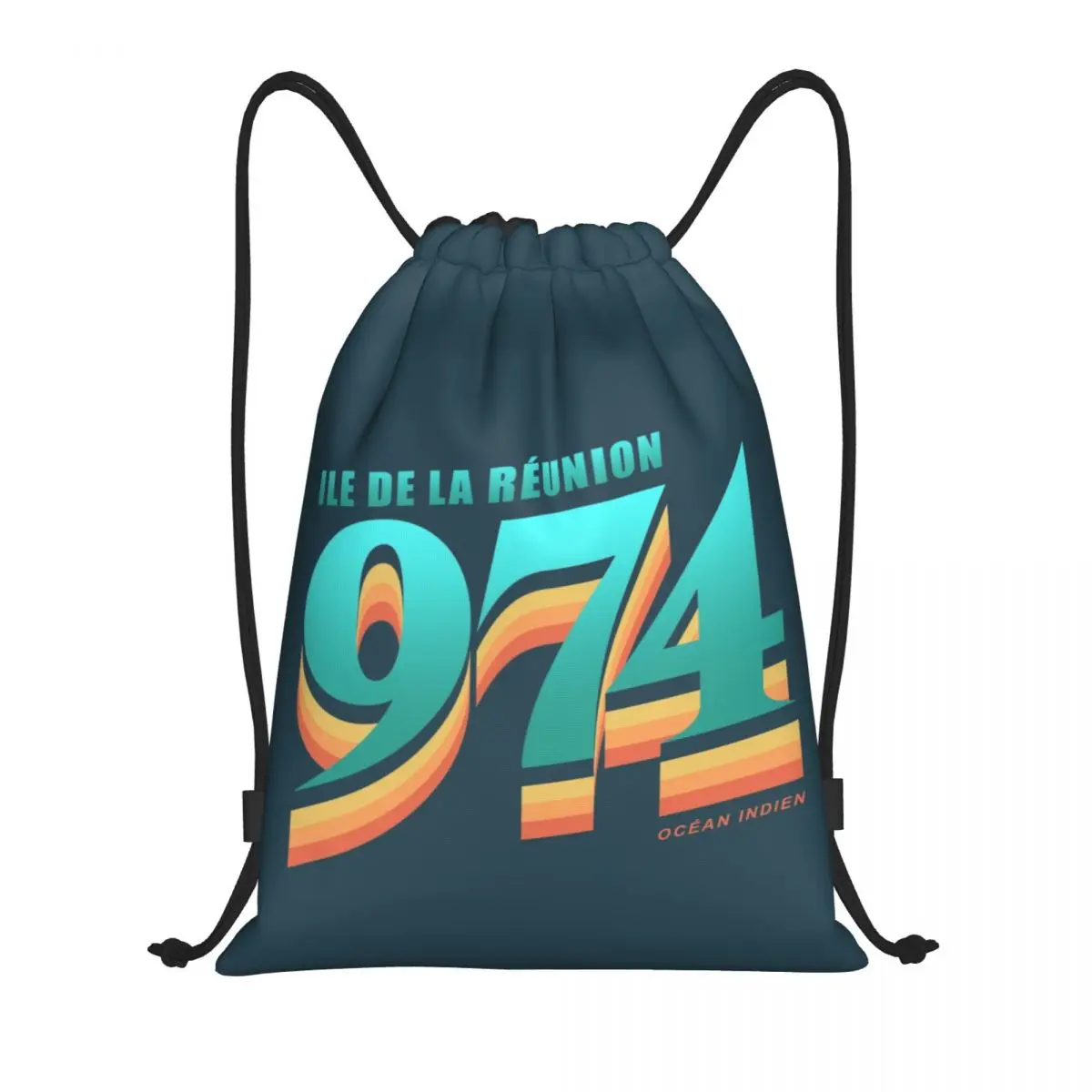 Vintage Reunion Island 974 Summer Drawstring Backpack Gym Sport Sackpack Foldable Ile De La Reunion Indian Ocean Bag Sack