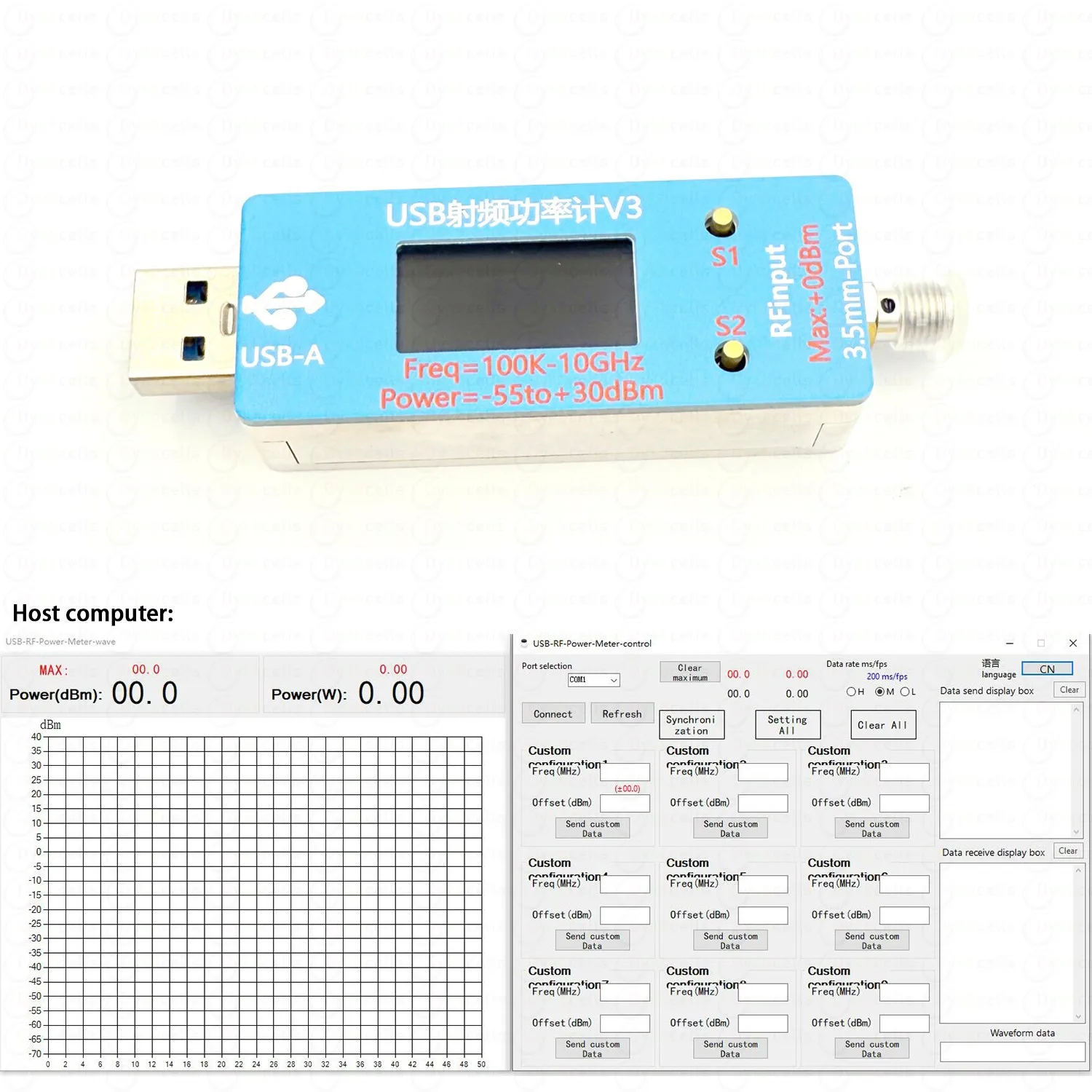 Portable USB RF POWER METER V3 100k~10Ghz -55~+30dBm OLED Display W Upper Computer Software FOR Calibration/Testing/Maintenance