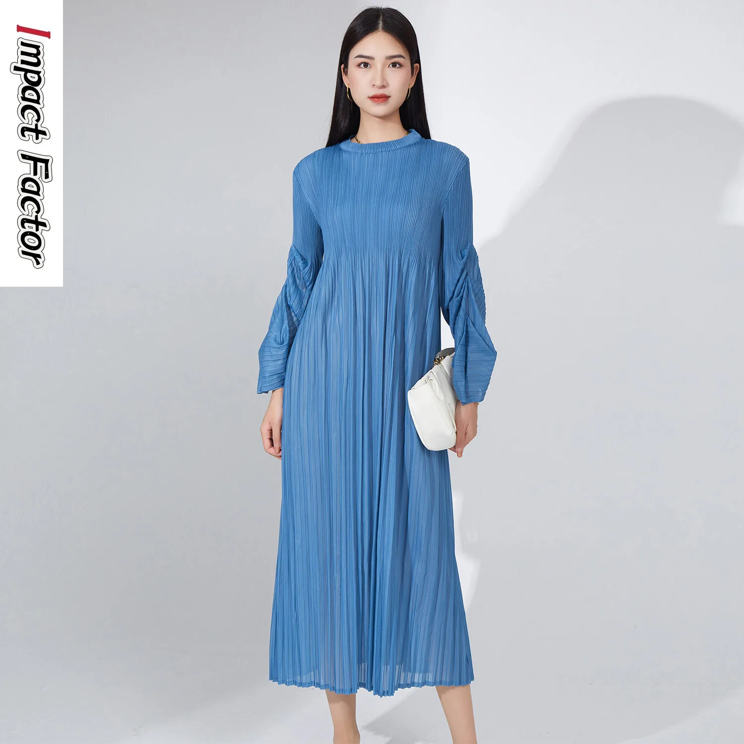 Fashionable Pleated Dress, Long and High-end Spring and Autumn Clothing, New Oversized Women's Loose A-line Dress, Dress