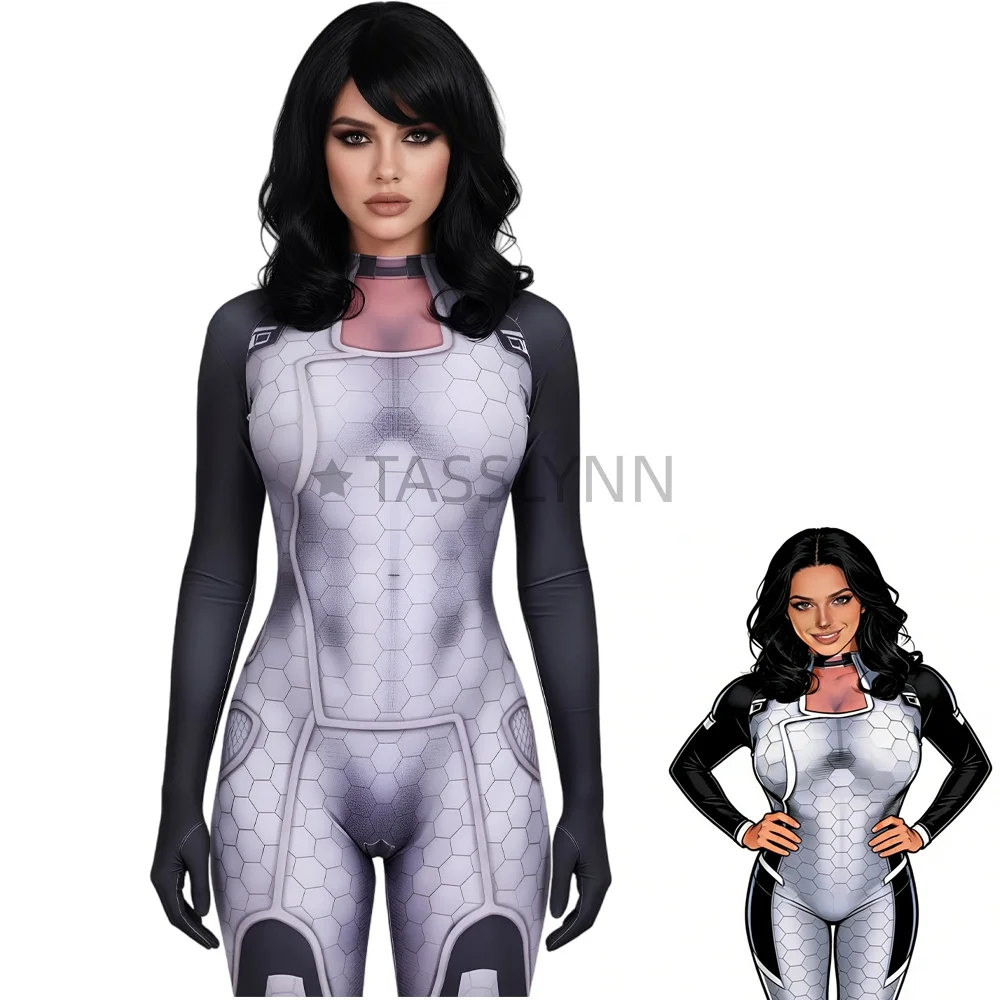 

Костюм для косплея Мериди Лоусон из Mass Effect, женский комбинезон на Хэллоуин, 3D-принт, облегающий комбинезон-зентай для взрослых