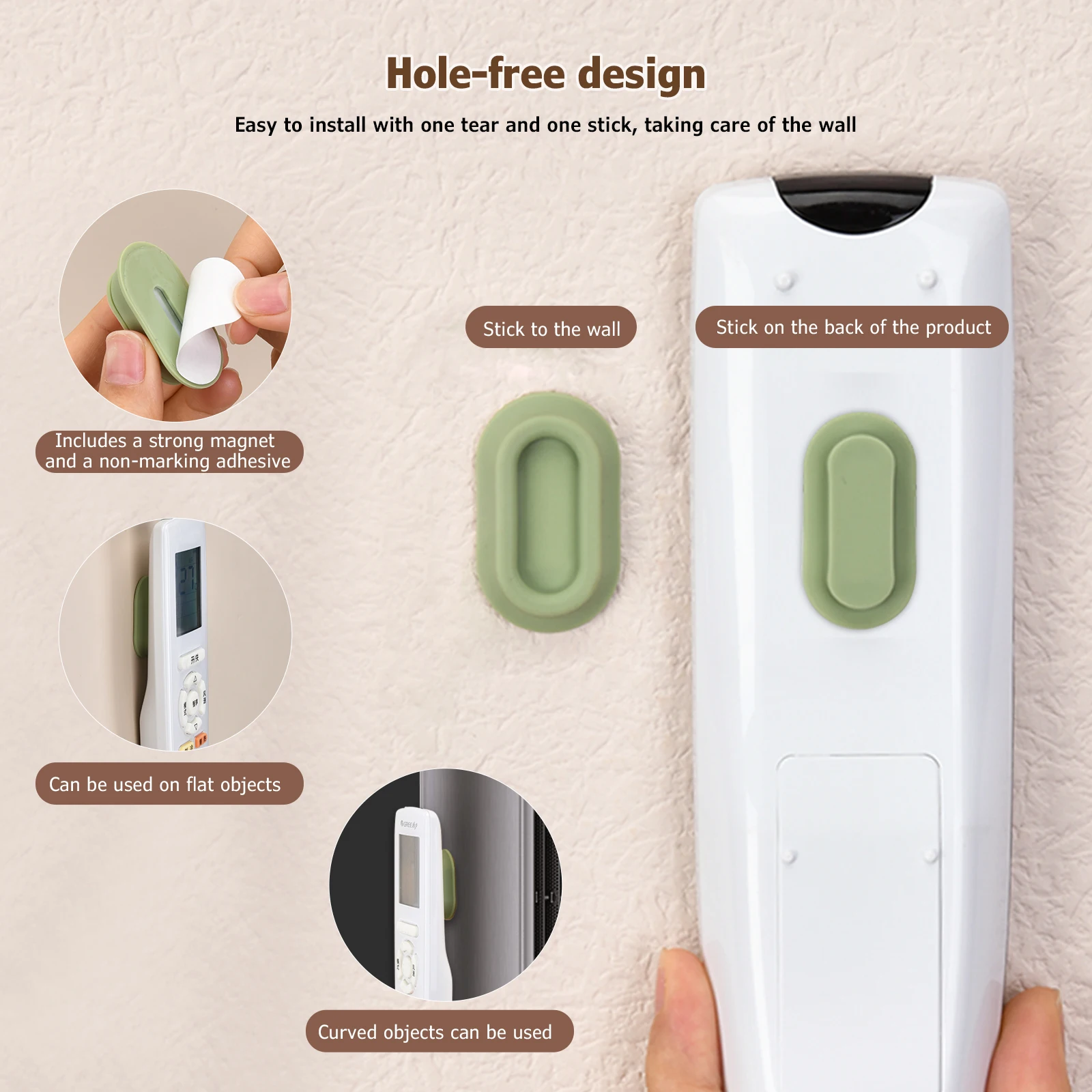 Wall Mount Magnetic Remote Control Holder Self Adhesive,for TV Backside As Well ,Air Conditioner Remote Controls,Utility Hooks ﻿