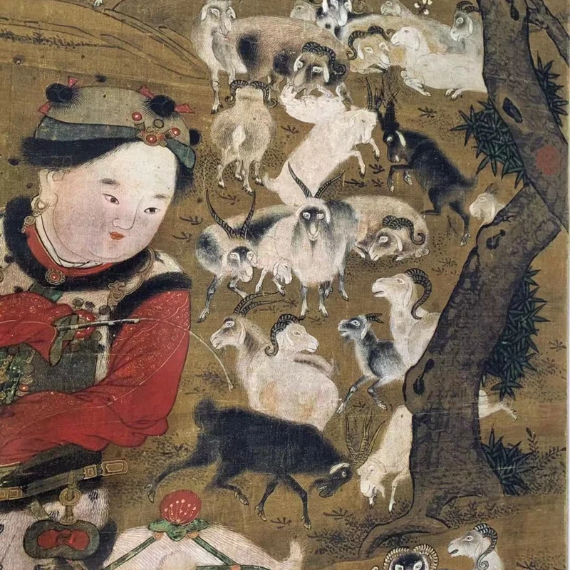 Collecting or Appreciating Su Hanchen (1094-1172) Auspiciousness Child with sheep 57*83.5cm Museum reproduction