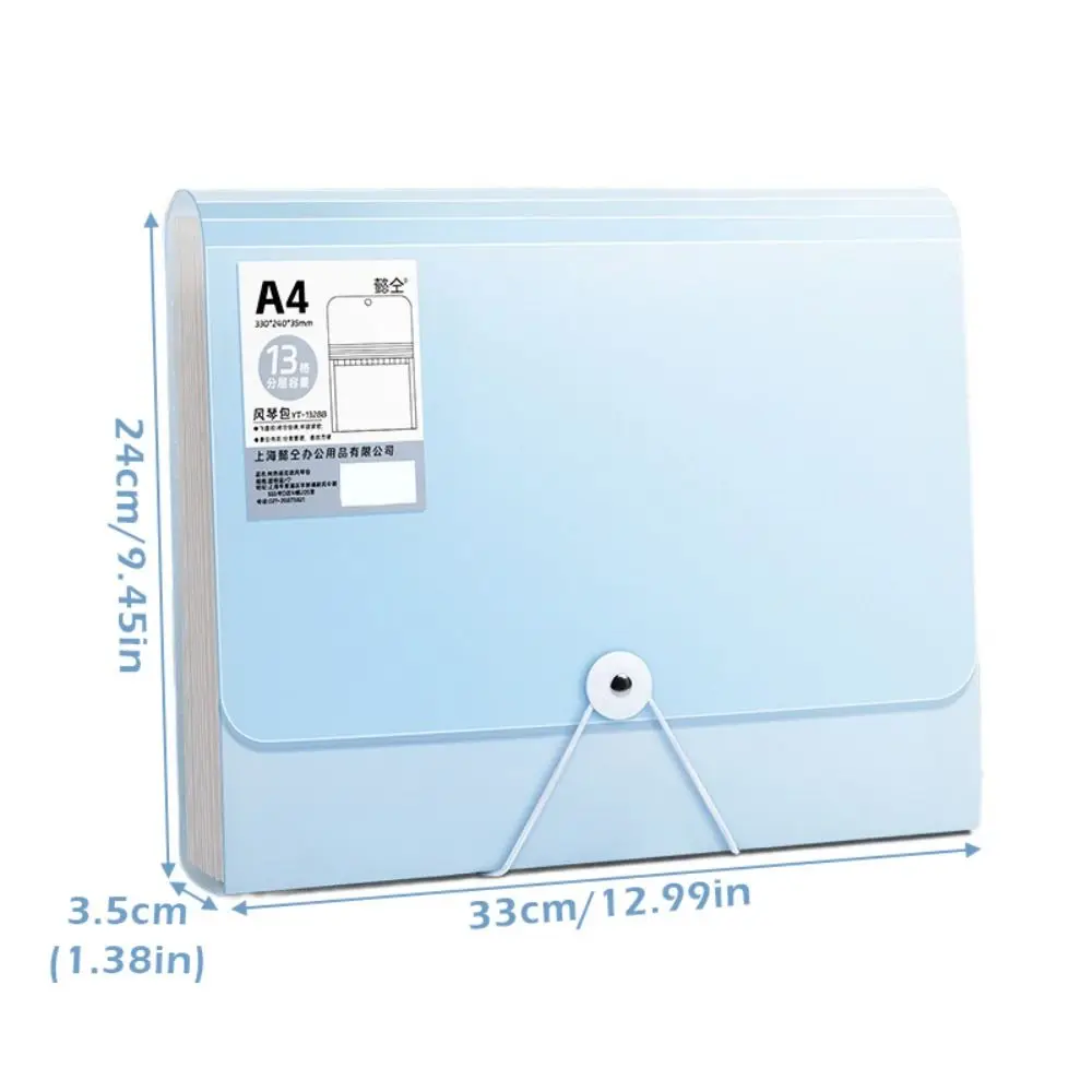 Waterproof 13 Layers A4 File Folder Stretch Buckle Design Large Capacity File Bag Document Organizer Gift