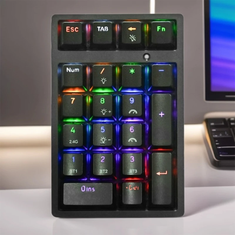 Bluetooth-compatible 2.4G Wireless Number Pad Numeric Keypad 21 Numpad Portable Financial Accounting Keyboard