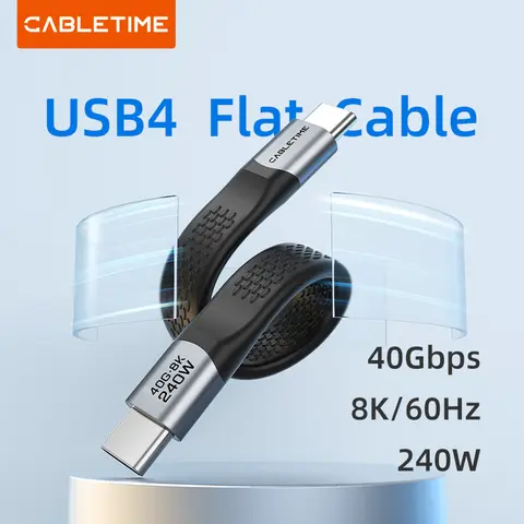 CABLETIME USB4 유형 C 케이블 40Gbps 8K 60Hz USB C-유형 C 짧은 케이블 PD 240W Thunderbolt 3/4 iPhone 15 Pro Max C513
