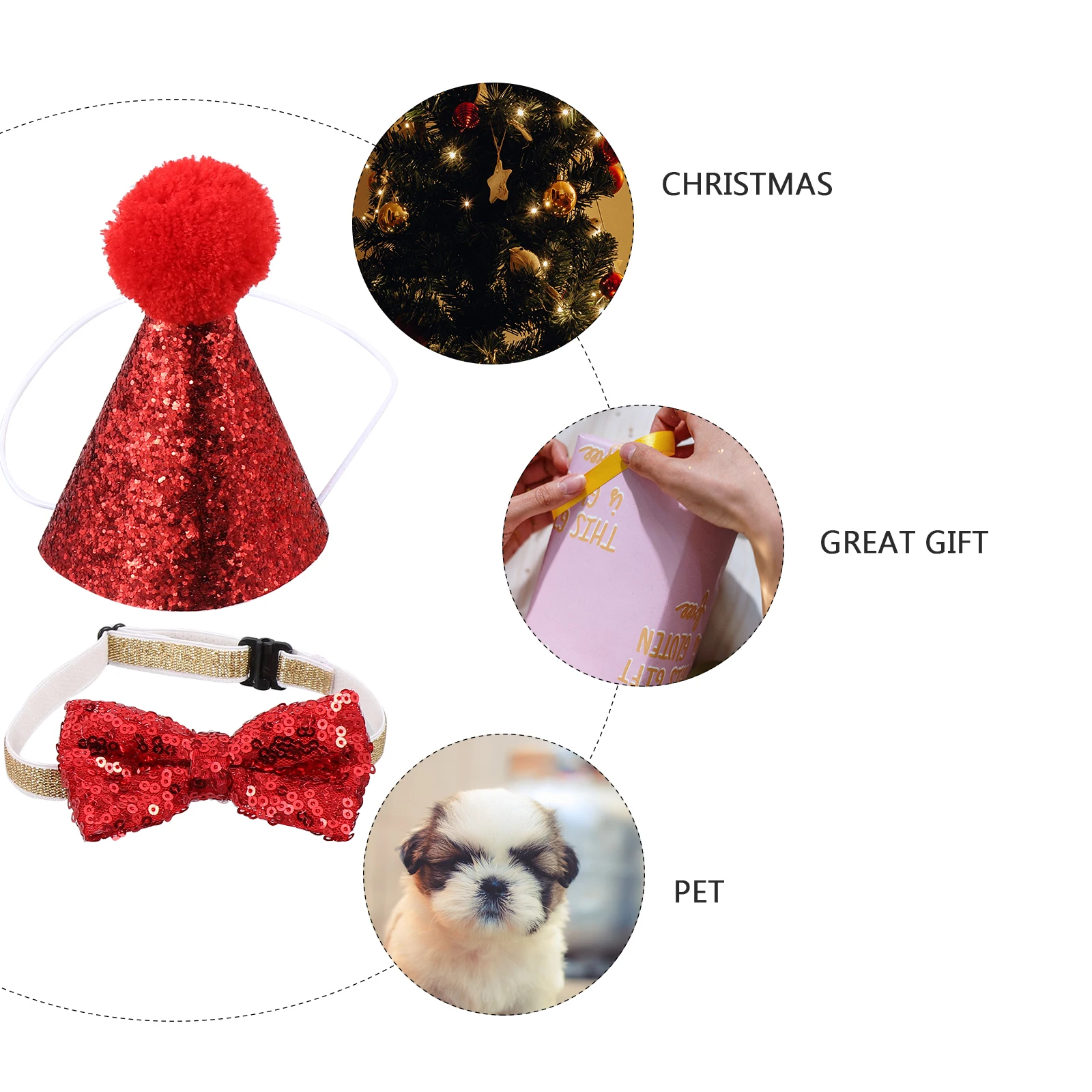 

Christmas Headb Set Red Plastic Dog Clothes Pet Cosplay Costume Xmas Puppy Accessories Holiday Wear Dog Supplies