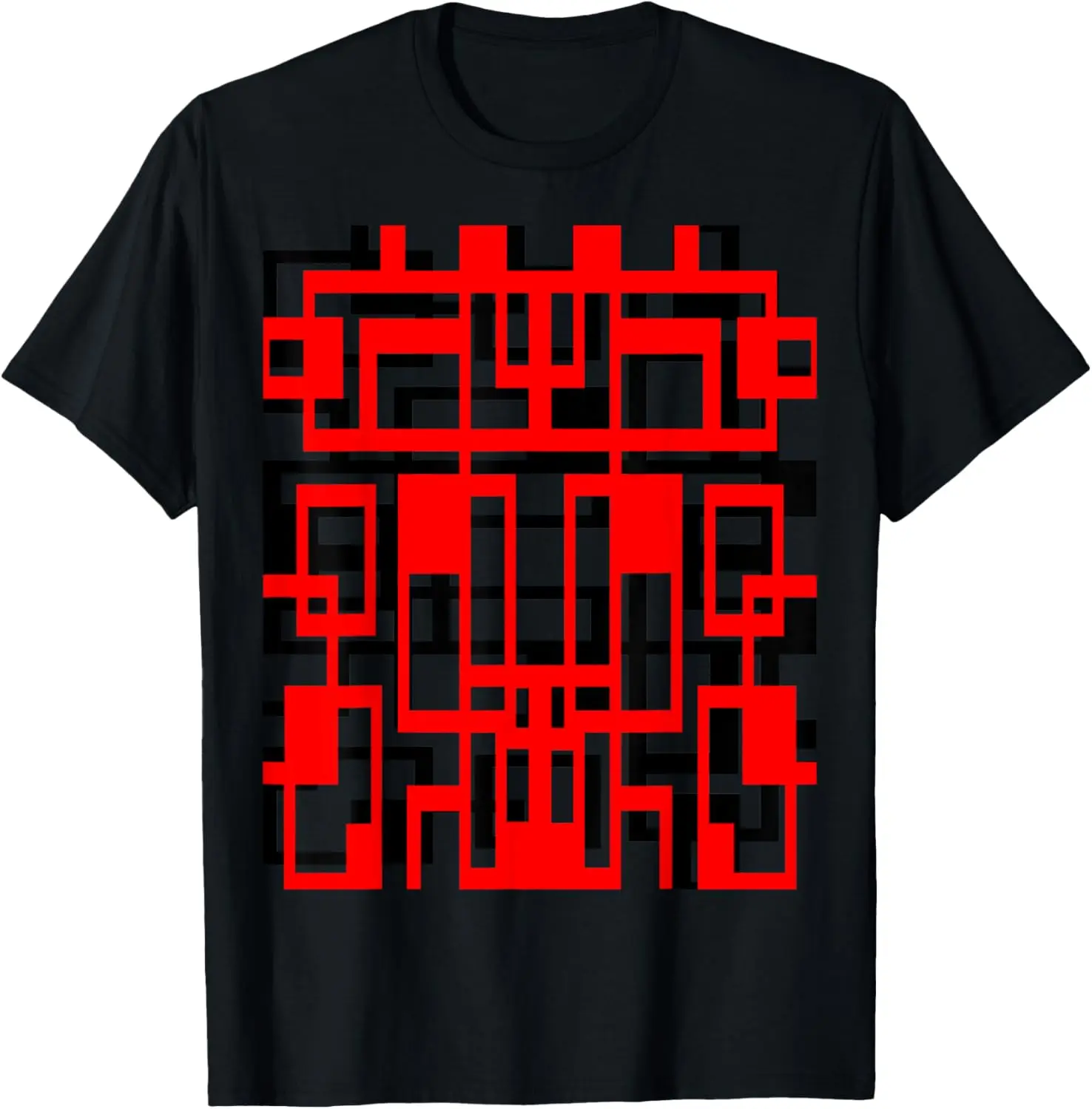 Geometric Shapes Pattern Red Black Cut Out T-Shirt