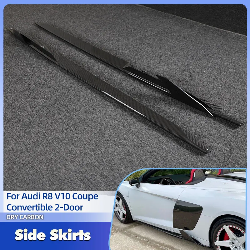 

Car Side Skirts Extensions Dry Carbon Fiber for Audi R8 V10 Coupe Convertible 2-Door 2023 Racing Side Door Bumper Apron Lip