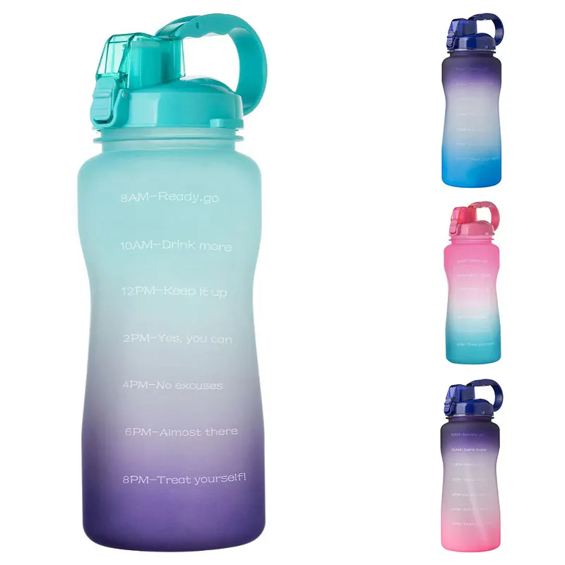 Tritan Gallon Water Bottle 3.8L With Unique Timeline Measurements Goal BPA Free Sports Portable Gym Jug