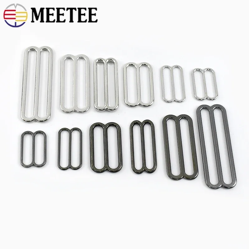 50Pcs 6-50mm Metal Bra Buckles Bikini Underware Tri-Glide Slider Adjust Clasp 8-shaped Bag Strap Ring Hook Leather Accessories