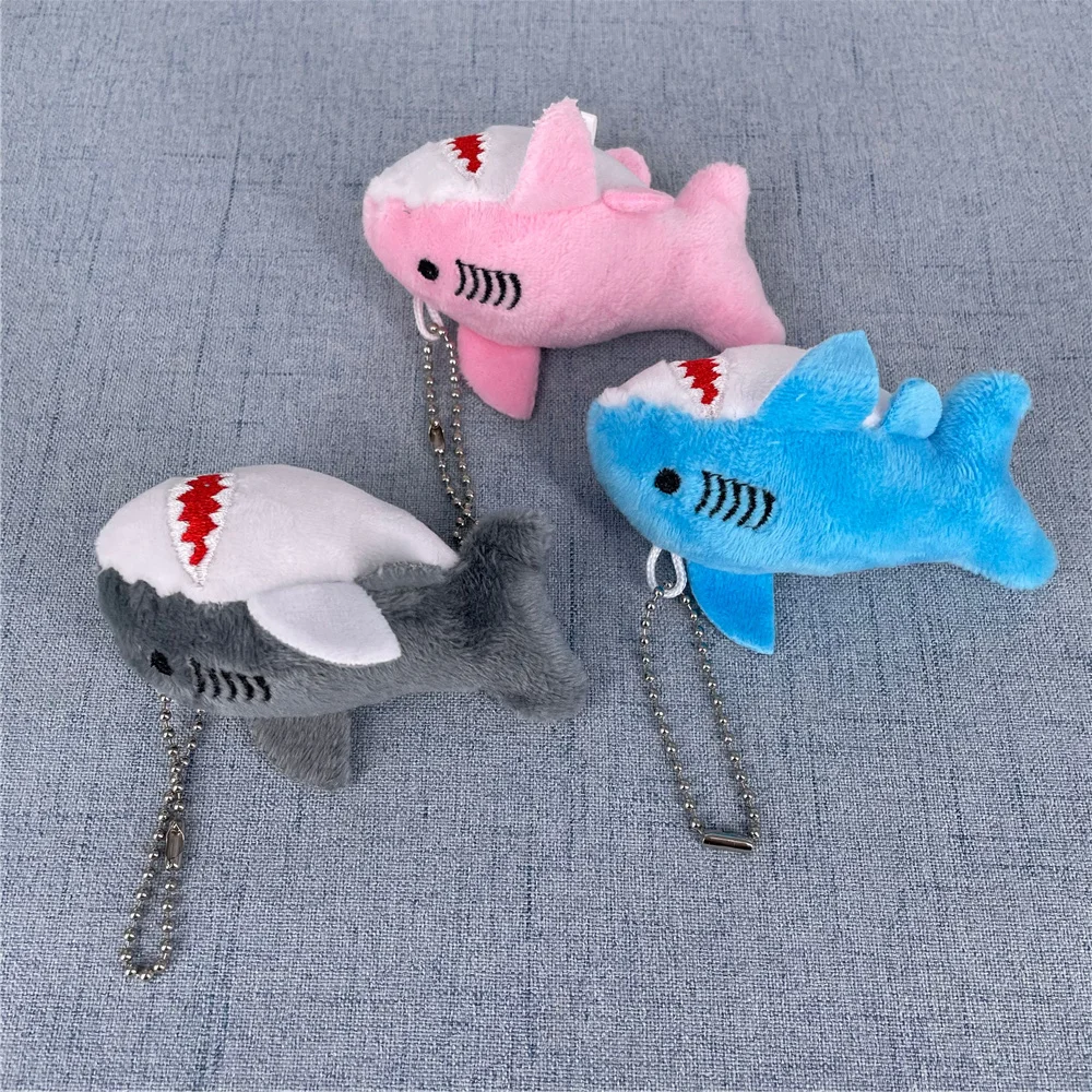 

New 3Colors - 8CM Little Shark Plush Stuffed Toy , Key Chain Holder Charm Pendant Plush Shark Doll