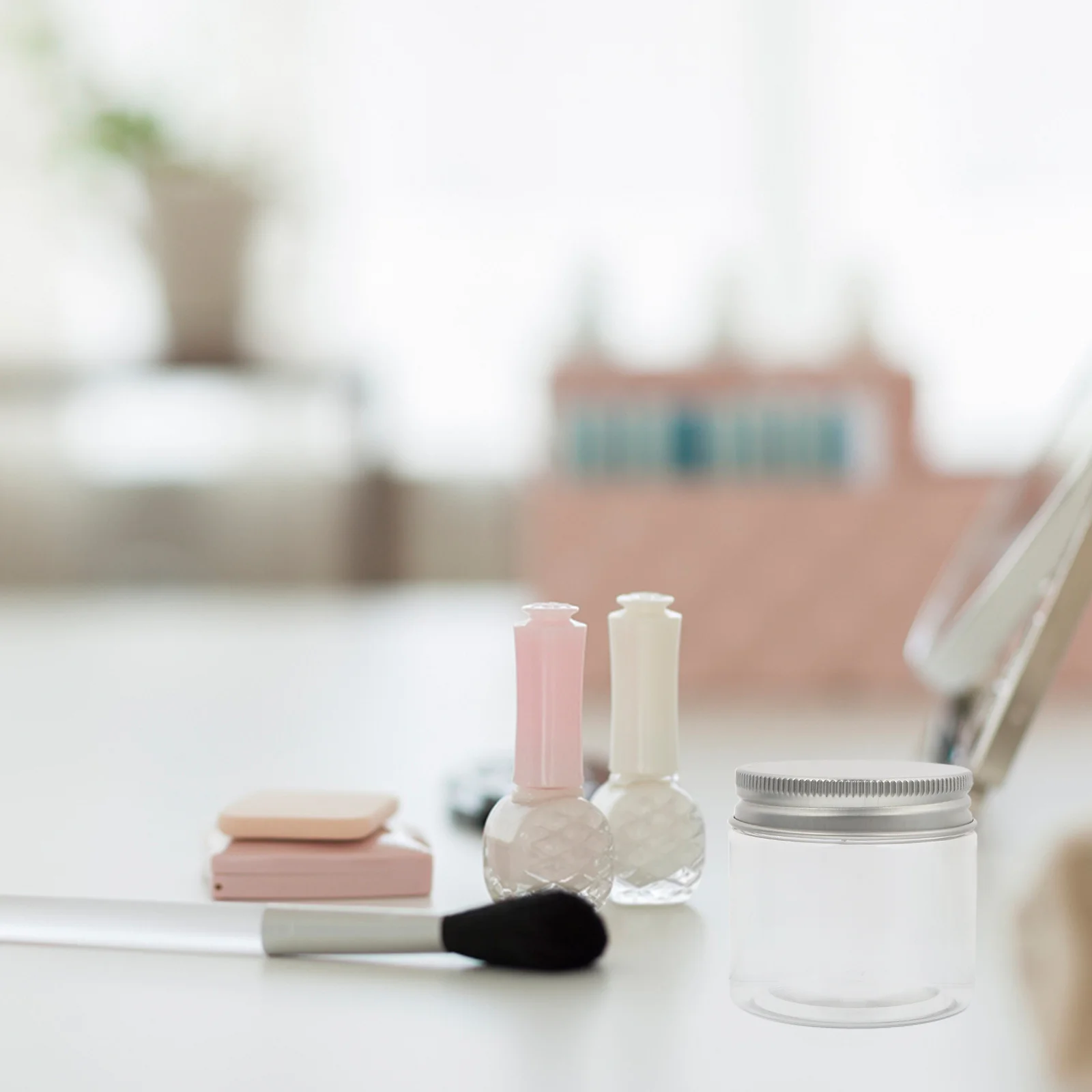 

6Pcs 50G Face Cream Sample Jars Plastic with Aluminum Cover Leak Proof Travel Containers for Lotion Butter Oil Storage