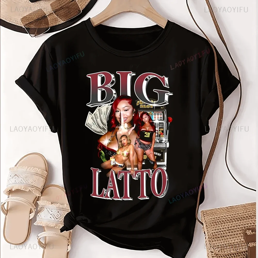 Latto Singer Fashion Printed T-shirt Top Latto Trend Harajuku Short Sleeve Neutral Shirt Graphic Oversized T-shirt