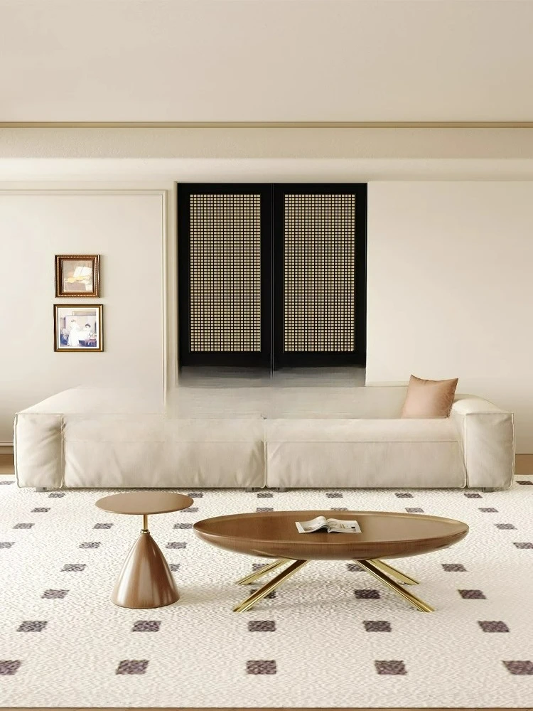 

Sofa living room Modern simple cat scratching fabric sofa Straight row cream wind