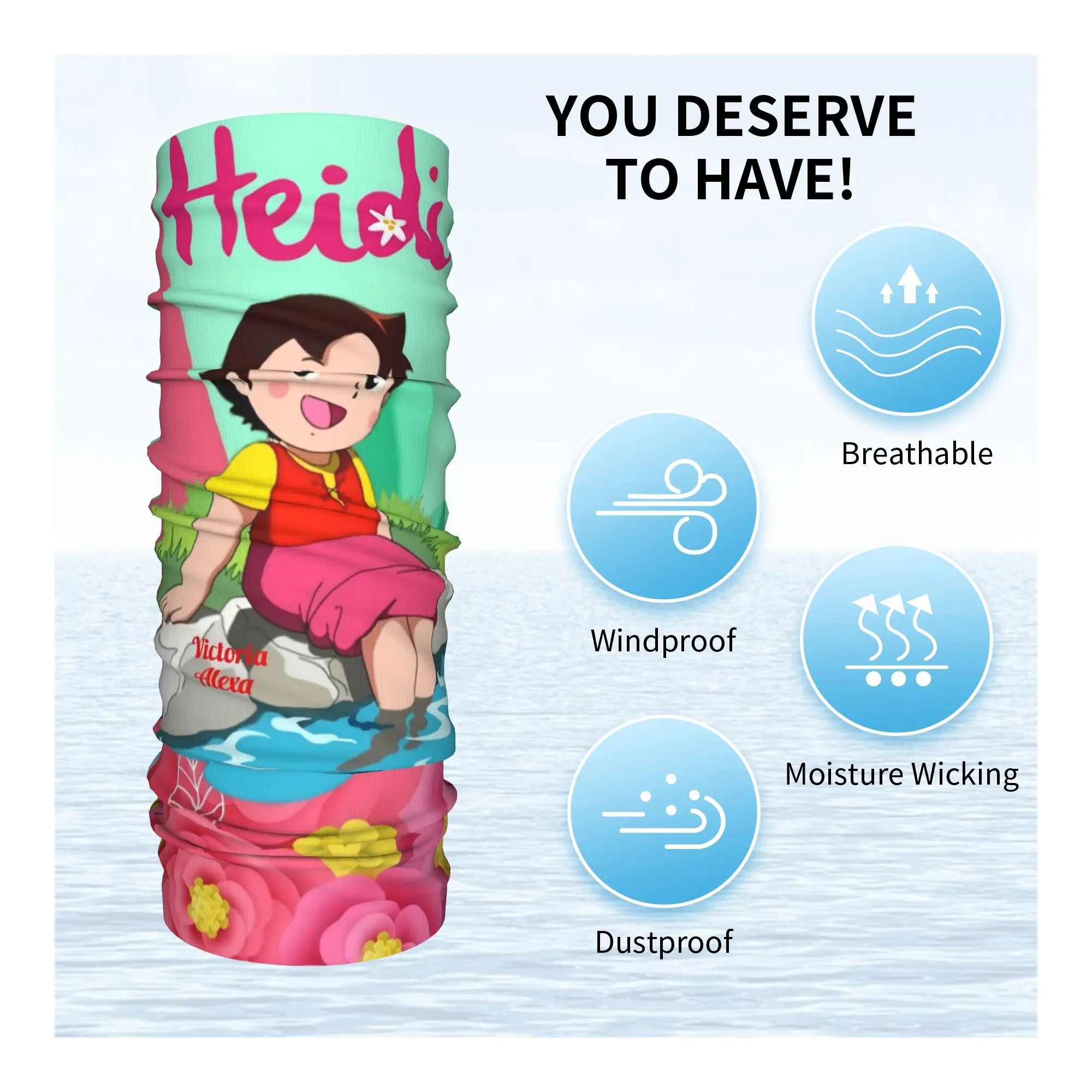 مخصص أنيمي هايدي فتاة جبال الألب الهزلي الكرتون باندانا الرقبة الجراب للتزلج الصيد الرجال النساء التفاف وشاح بالاكلافا أكثر دفئا #3