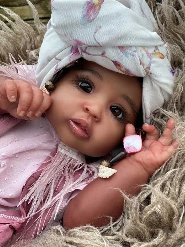 NPK 20inch Reborn Gannett Hand-Painted Dark SKin Unfinished  Doll Kit DIY Parts  with Cloth Body and Eyes