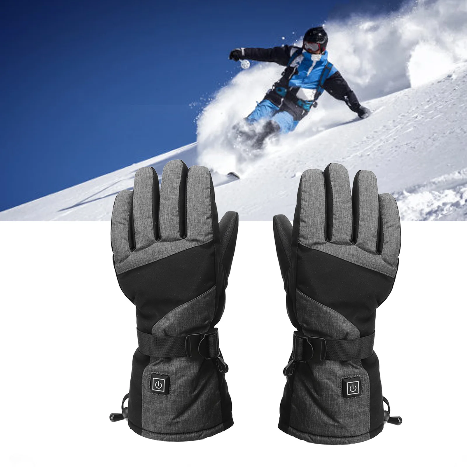 

Лыжные перчатки с электрическим подогревом, сенсорный экран, съемный графеновый подогрев, зимние теплые перчатки для улицы