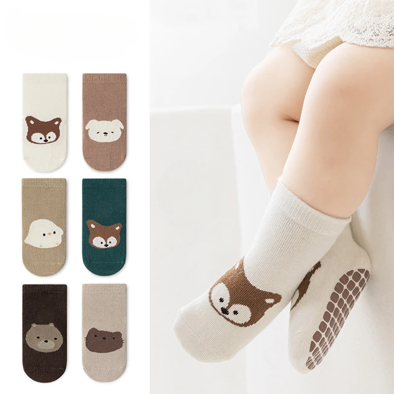 

Autumn Winter Large Area Adhesive Baby Trampoline Socks Baby Children's Anti-skid Floor Socks Large Cartoon Straight Board Socks