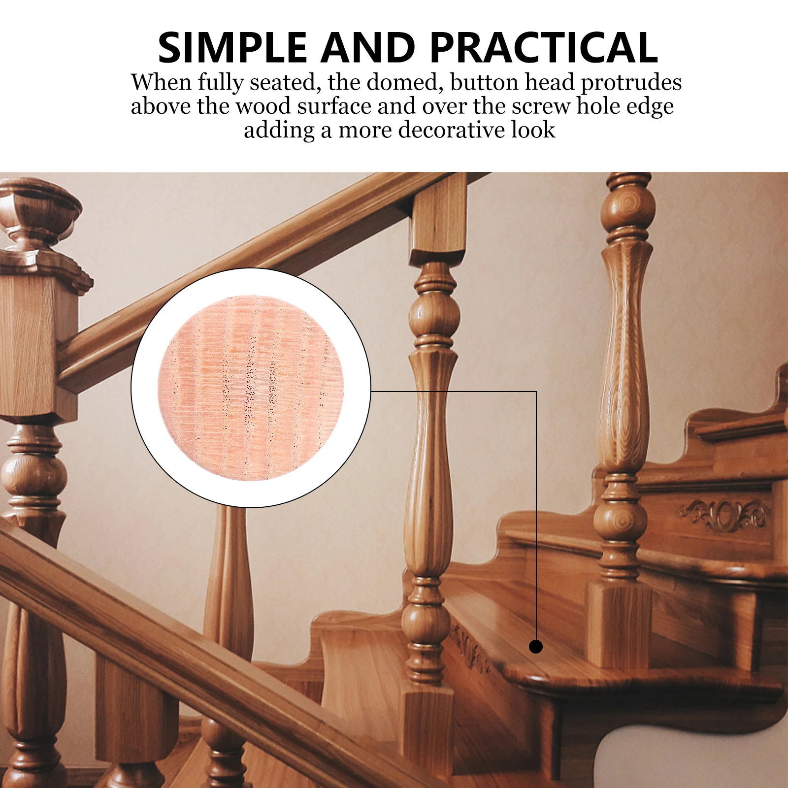 

50 pcs Solid Plug Replacement Parts Decorative Plugs Furniture Craft Hardware Round Head Covers Oak Caps Washer Sealing Pads