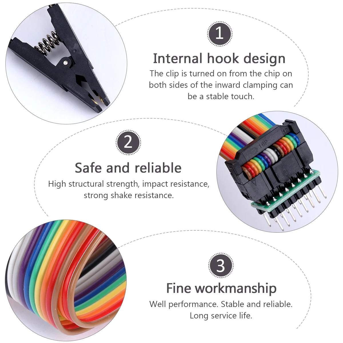 

Sop16 Flash Chip Test Burning Clip Anti-Oxidation Corrosion Resistant Programming Fixture for Circuit Board Bios USB Programmer