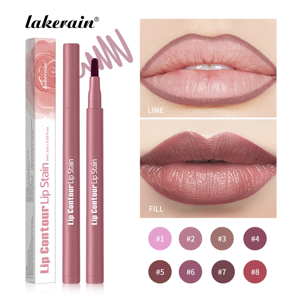 Langdurige Lip Contour Lip Stain 2-in-1 Veegvast Lip Liner Pencil Ultra Gepigmenteerd Dubbelzijdig Ontwerp Non-stick Cup Make-up