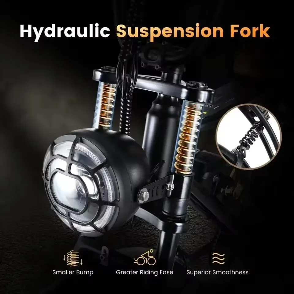 750W Electric Bike for Adults 374 4Wh Battery 20MPH 55Miles Range 20 Thick Tires Commuting Moped