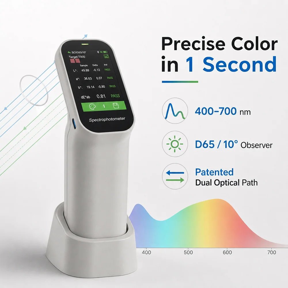 CHNSpec DS-100 Portable Colorimeter, Touch Screen dE*ab and Lab Color Tester for Paint, Printing, Plastic and Textile view 4