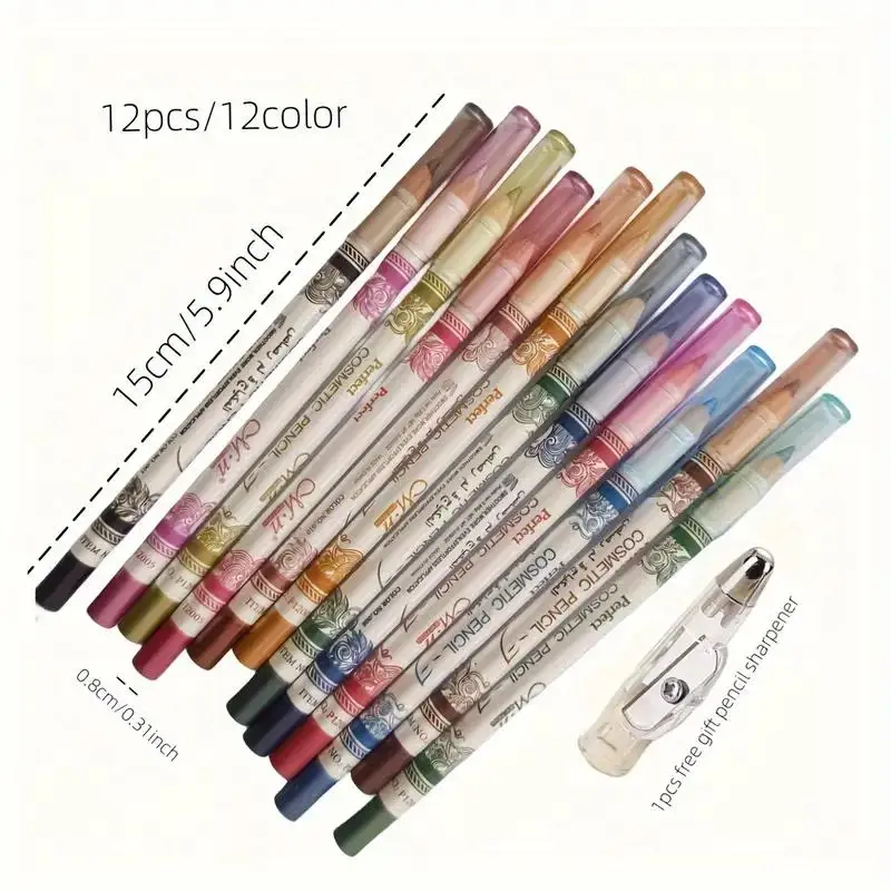 Set di matite per labbra impermeabili da 12 colori per un contorno labbra liscio e preciso, trucco a lunga durata e definizione delle labbra audace