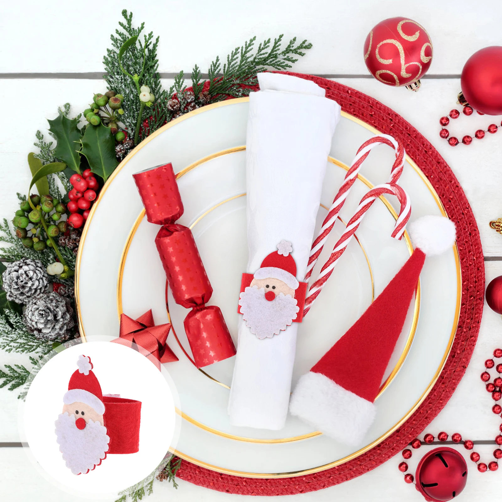 

6Pcs Christmas Napkin Ring Serviette Buckle Holder Dinner Table Decoration Party Use Christmas Napkin Rings