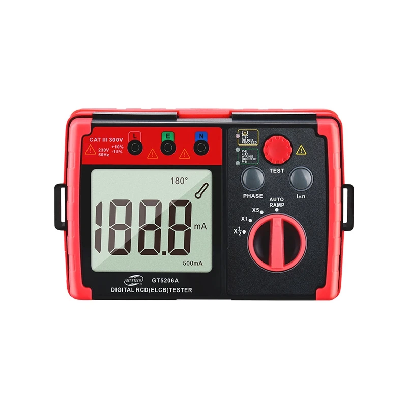 Imagem -02 - Benetech Digital Rcd Elcb Tester 230v 50hz Auto Rampa Interruptor de Proteção contra Vazamento Detector Led Buzzer Instrumento