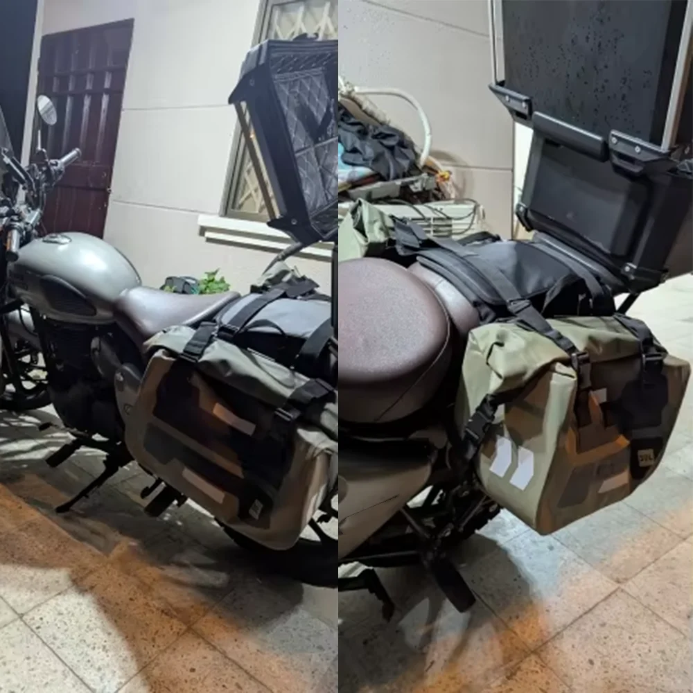 Motorcycle Saddle Bag Quick Release Pannier Travel Luggage Storage Bags Waterproof Bag 60L For Royal Enfield Classic 350 500 650
