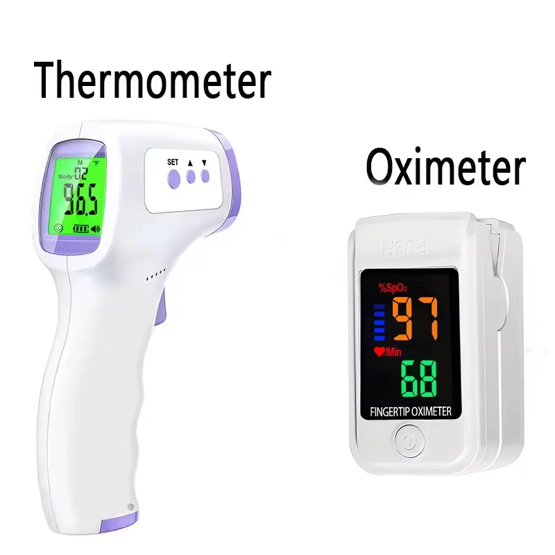 Non‑Contact Infrared Forehead Thermometer or Fingertip Pulse Oximeter,Digital Health Device for Body Temperature/Blood Oxygen