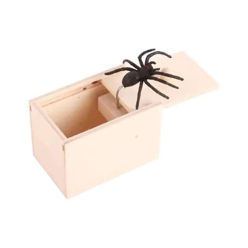 Wooden Prank Scare Box Hidden Spider Trick Toy Funny Party Game Gift For Friend Surprise Joke Entertainment