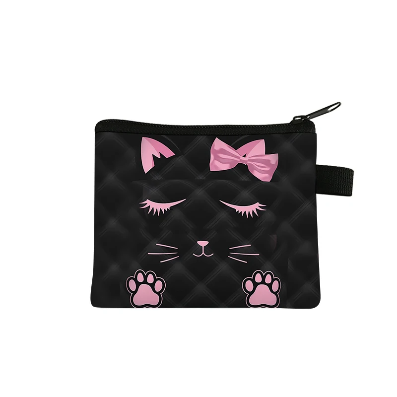 Niedliche Geldbörse mit Katzenmuster, niedliche Geldbörse für Jungen/Mädchen, Kinder, beste Geschenke, 2D flache Cartoon-Aufbewahrungstasche, Münzgeldbörse