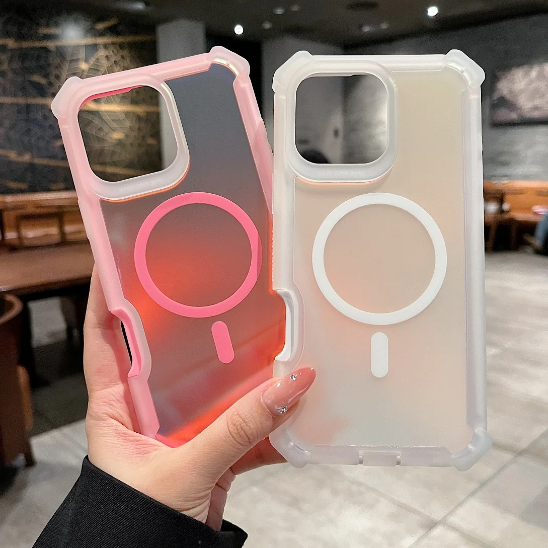 

High Quality Four Corner Anti-Drop Sturdy Armor Magsafe Case For iPhone 16 15 14 13Pro Max Plus Magnetic Wireless Charging Cover