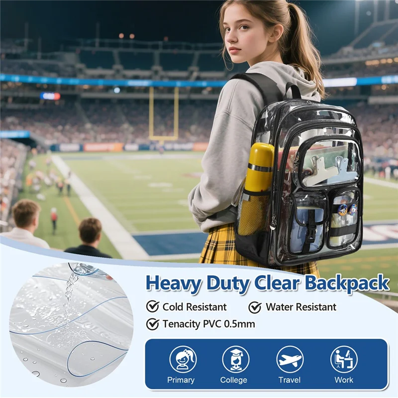 ABAC-Mochilas transparentes con accesorios, mochilas escolares transparentes para adolescentes, niños y niñas, para bolsas para portátiles transparentes de primaria