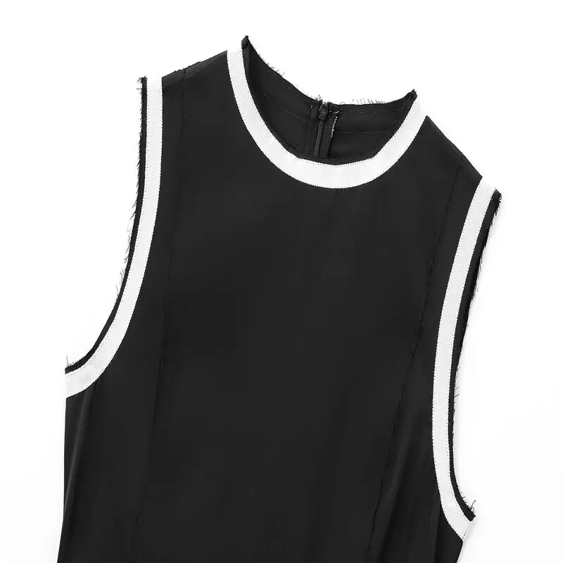 Jesień Zima Nowa Kolekcja Damska Moda Kolor Blokowy Jedwabny Satynowy Wygląd Wyszczuplający Uniwersalny Do Pracy Okrągły Dekolt