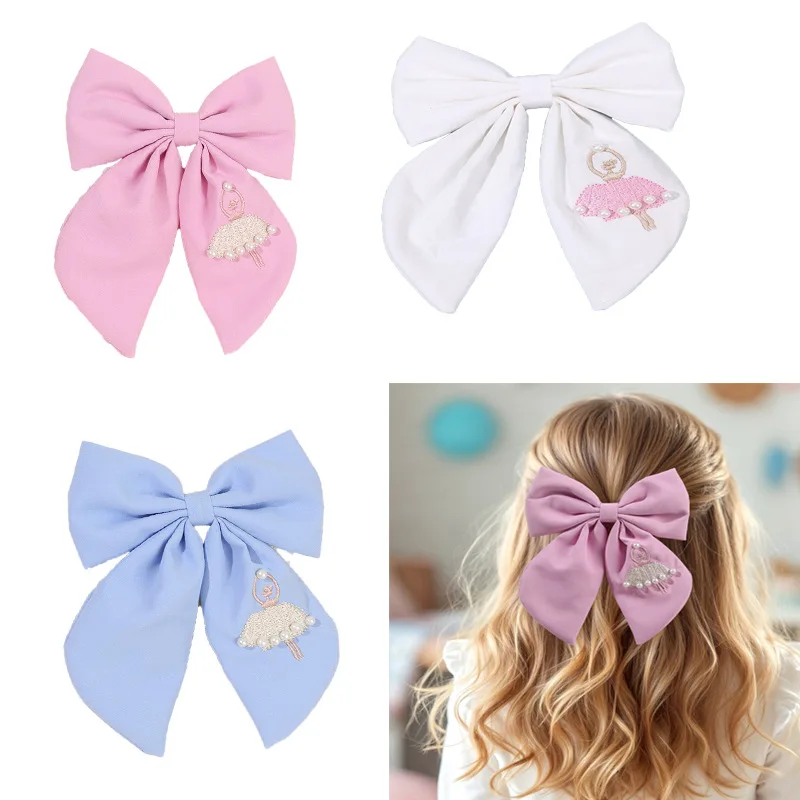 

24pc Baby Girls Cotton Fable Bow Hair Clips Ballet Dancer Embroidery Cute Barrettes Hairpins Kids Party Bulk Headwear